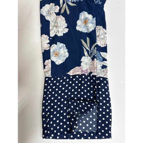 Suzanne Betro Floral Polka Dot Printed Kimono Top Cardigan Blue Long Sleeves 1X - Picture 12 of 14